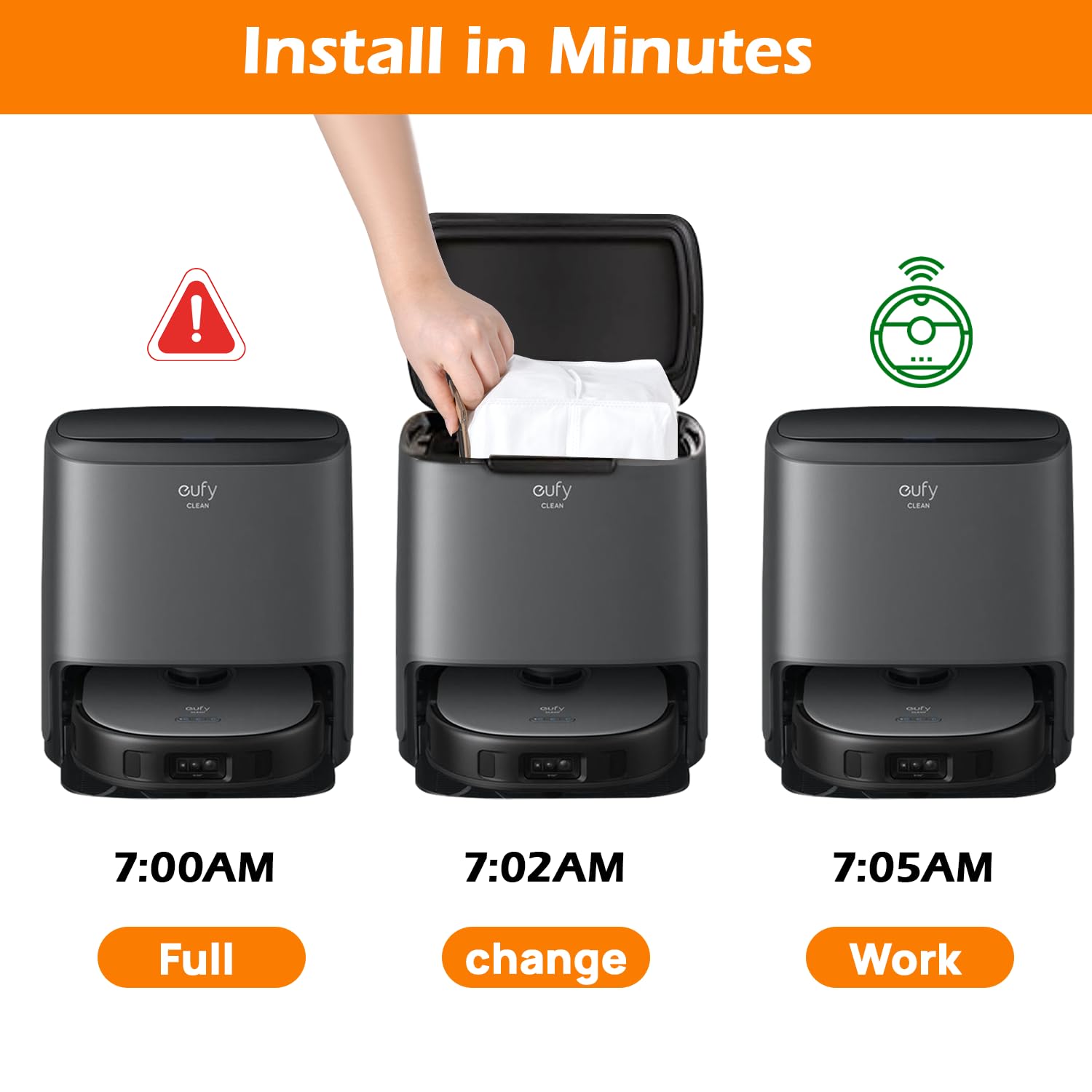 15-pak worków na kurz zamienniki do odkurzacza Eufy L60 / L60 Hybrid / L60 SES / L50 Series Robot Vacuums, zamienne worki do odkurzacza Eufy Cleaner, samopróżniające worki do usuwania brudu