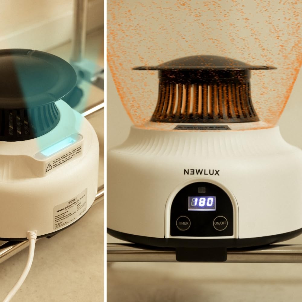Newlux - Tragbare Elektrische Wäschetrockner Secadry (1200W) mit UV-Licht zur Desinfektion. Kapazität 15Kg, Temp. 180min, 4 Stufen. Belüftungstrockner ideal als Schranktrockner, Blau