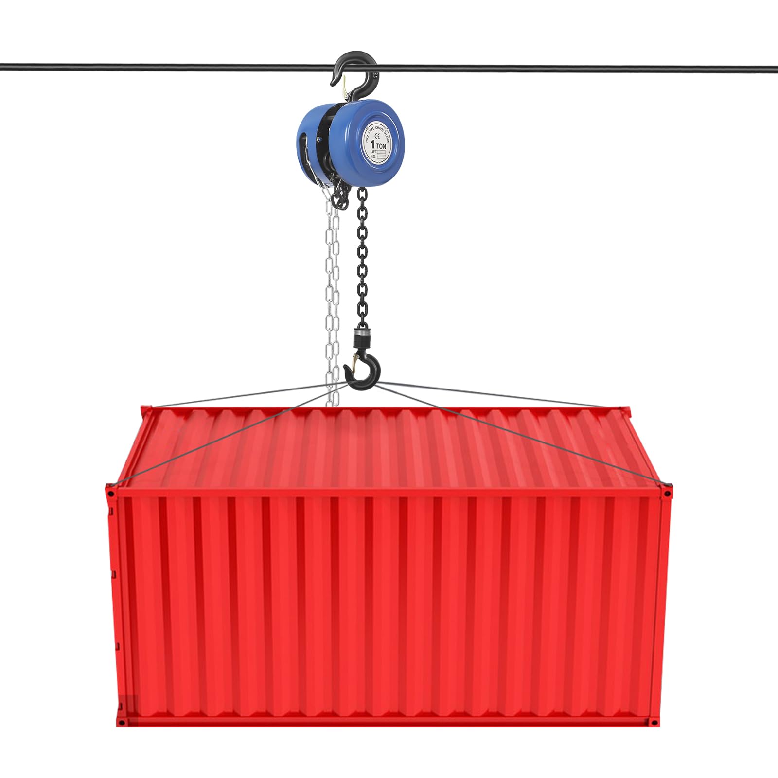 Palan à chaîne 1T, 3 m, bleu : capacité de charge 1000 kg, longueur de chaîne 3 m, manuel, robuste, sécurité garantie