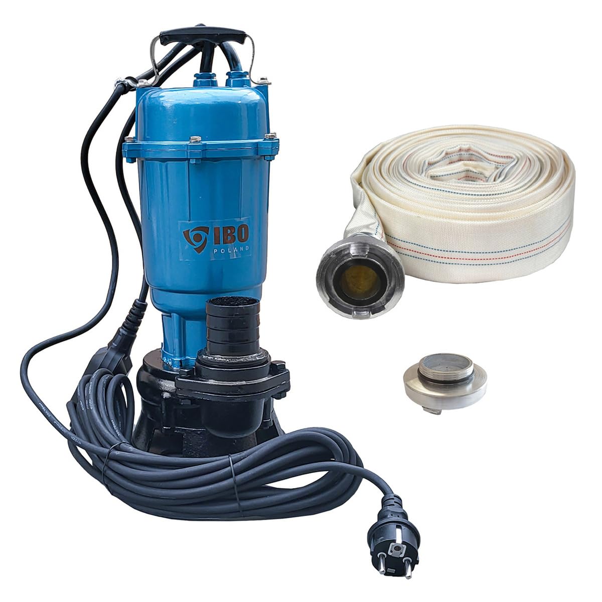 Fäkalienpumpe Schlauch 20 30M Storz C Kupllung Schmutzwasserpumpe 550 W 18000 L/Std Tauchpumpe Cutter Schneidmesser (Pumpe mit 30 M Schlauch)