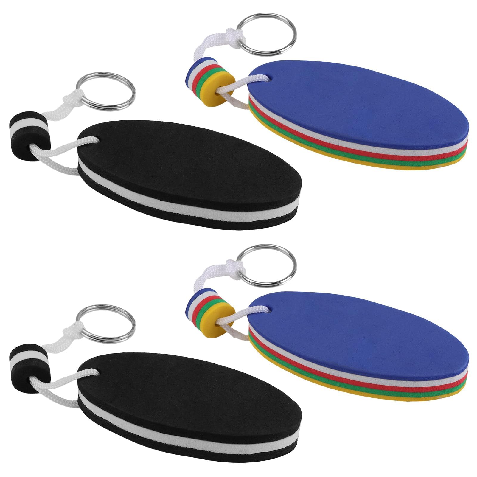 4 Pcs Boat Key Float, High Visibility Floating Keychains with Secure Key Rings, Buoyant Foam Floats for Boating Kayaking Fishing Sailing Surfing Swimming Various Water Sports