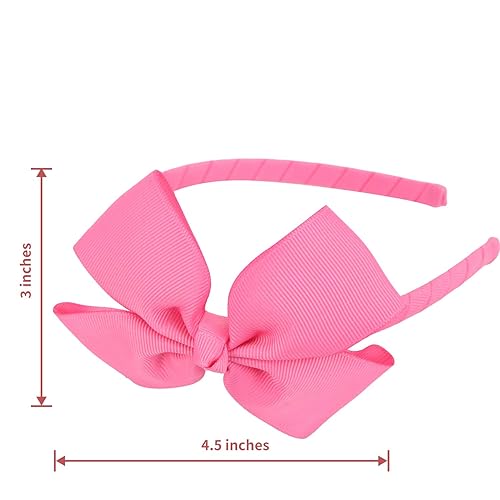 Miniatura 3 de MEEDEE - Diadema de lazo rosa intenso para niñas, cinta de grogrén para niños pequeños, decoración de fiesta, cosplay, disfraces, maquillaje, banda