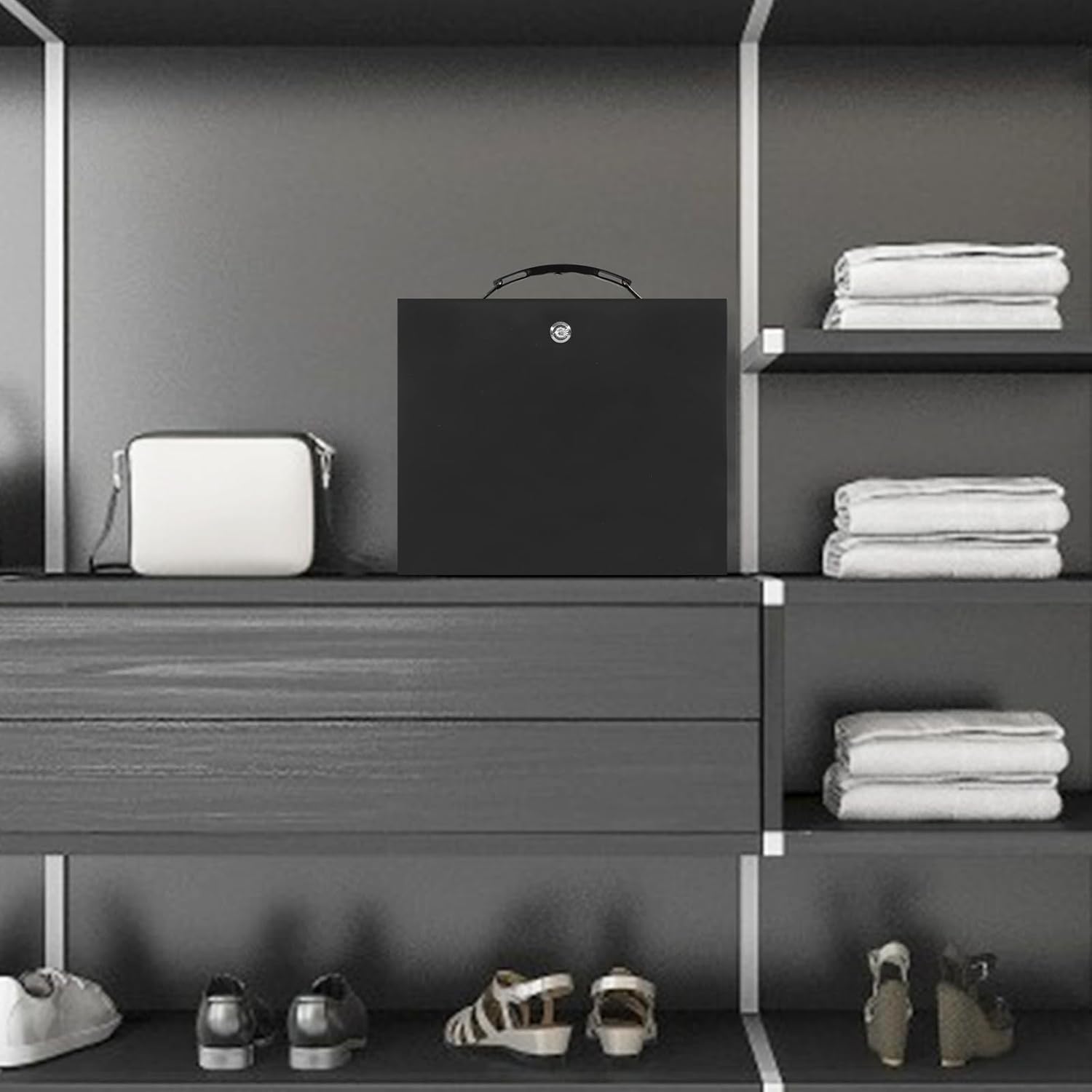 xydled Fire Resistant Safe Fire Safe Box with Key Lock for Home Office Security Storage for Valuables Documents,13.2"x 11"x 5.1" Inch,Black