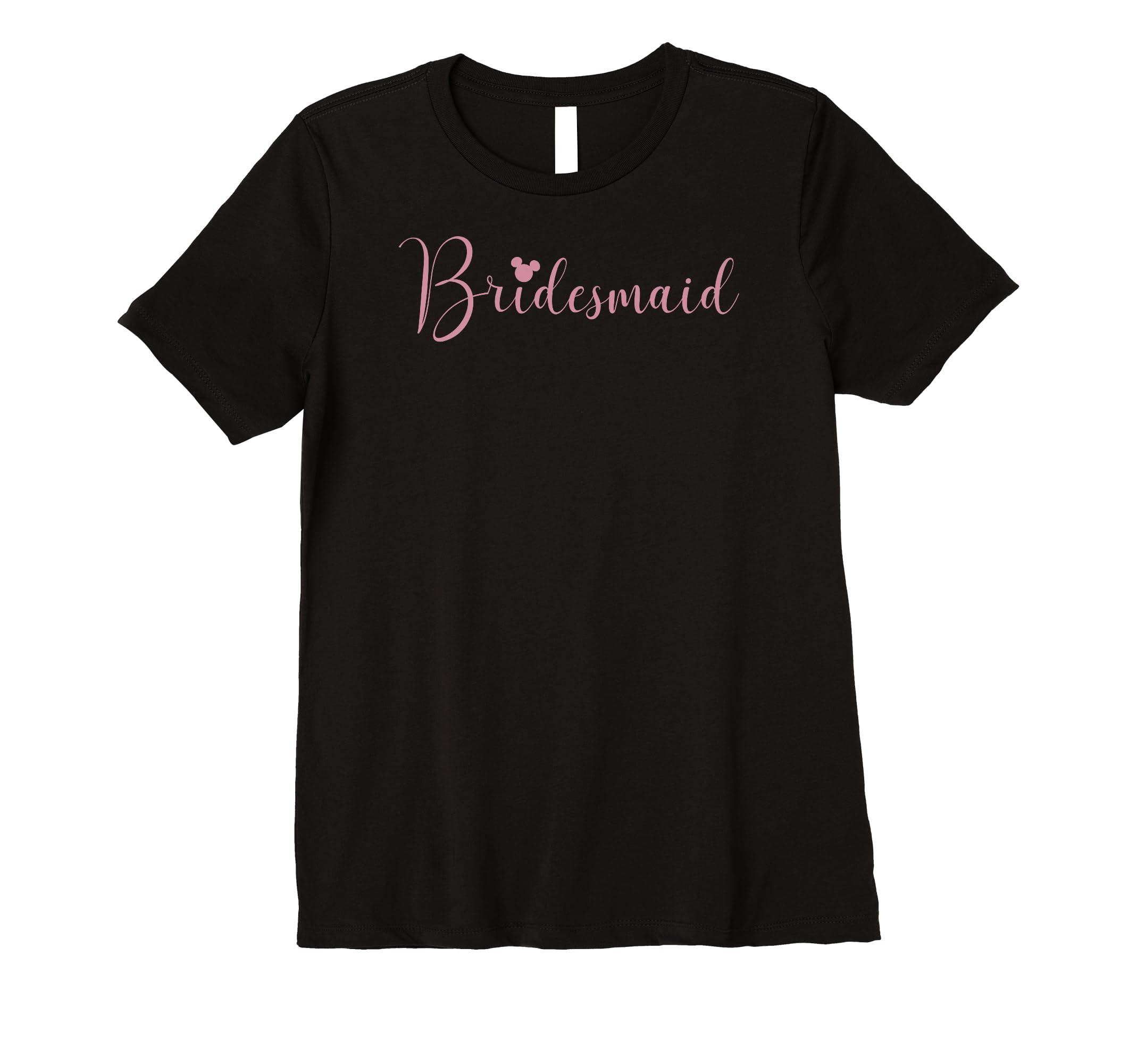 Womens Disney Mickey And Friends Bridesmaid Simple Pink Text Premium T-Shirt