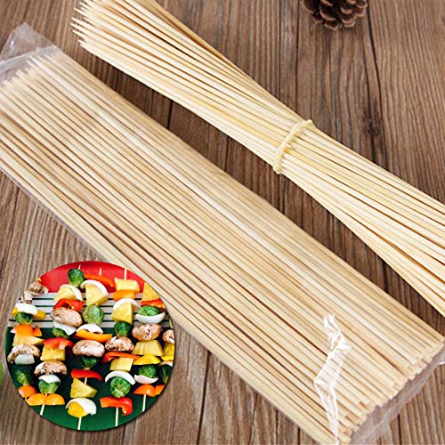 anruo 500pcs/pack 30cm x 3mm Bamboo Skewers Grill Wood Sticks Outdoor Barbecue Meat Food Fruit BBQ Party Skewer Barbecue Utensil Tool
