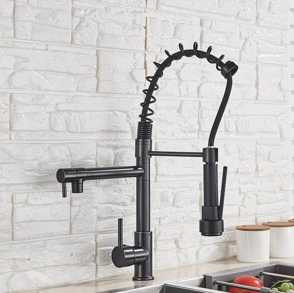 Robinet de cuisine à ressort noir style industriel en bronze huilé A