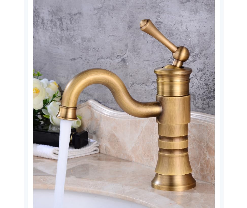 Robinet de lavabo antique en cuivre mitigeur eau chaude froide durable