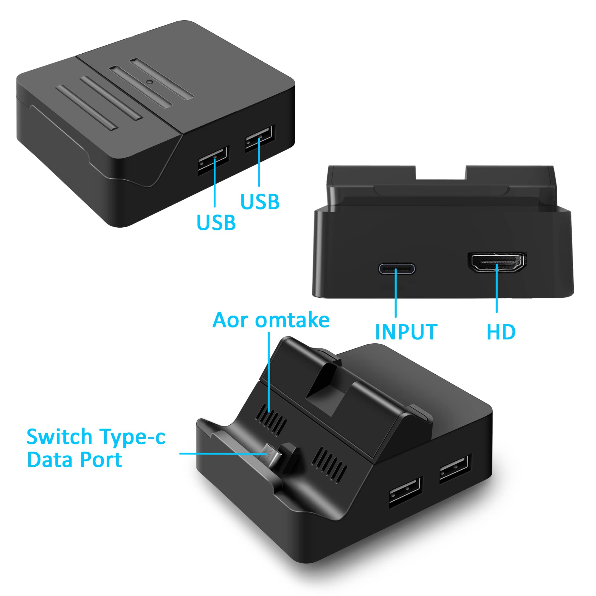 Cehensy Switch Docking Station, Dock per console TV Nintendo Switch/OLED, stazione di ricarica portatile HD, adattatore USB 3.0, tipo C
