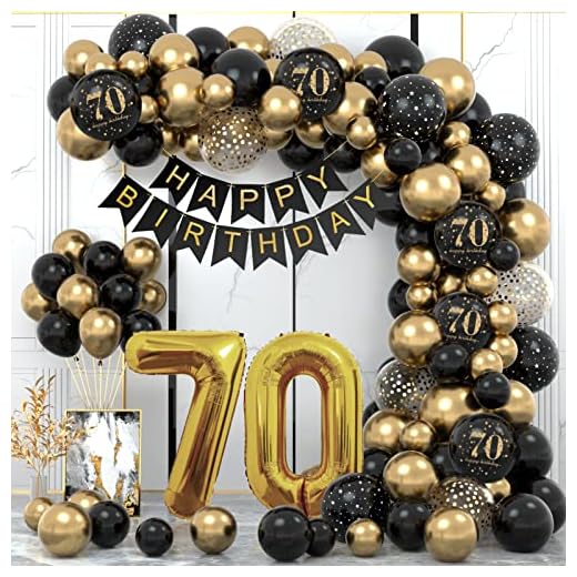 70 Años Decoracion Cumpleaños, Globos 70 Cumpleaños Hombres, Decoraciones Fiesta Oro Negro 70er Globos cumpleaños con Pancarta Feliz para Hombres y Mujeres Dfiesta de cumpleaño 70 Años Decoracione