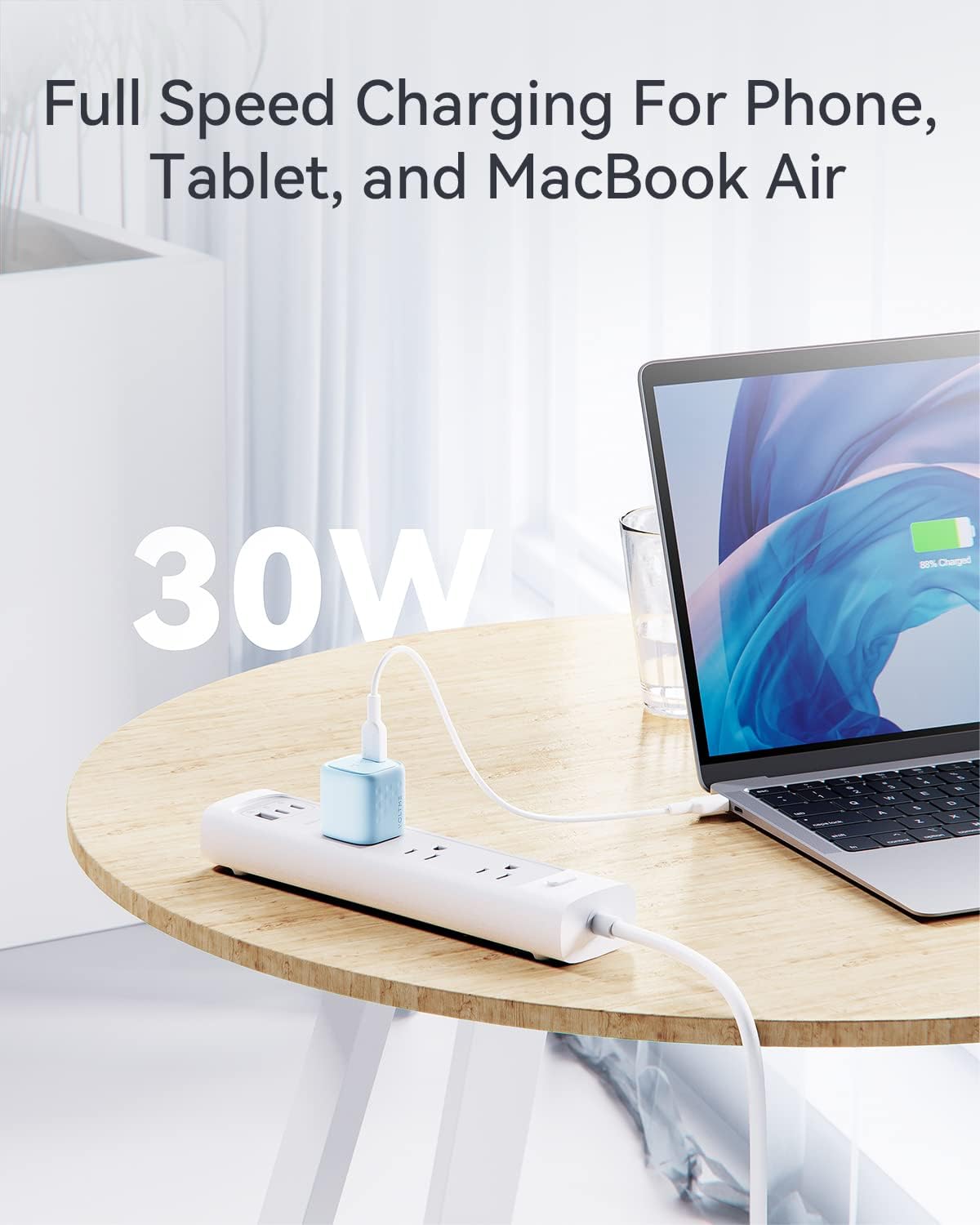 VOLTME 30W USB C Charger (GaN III Tech), USB-C Power Adapter, Mini Type C Wall Charger, PD 3.0 PPS Fast Charger for iPhone 14 13 12 11 Mini Pro Max, Samsung, MacBook Air, iPad, Samsung, Pixel (Blue) - Image 4