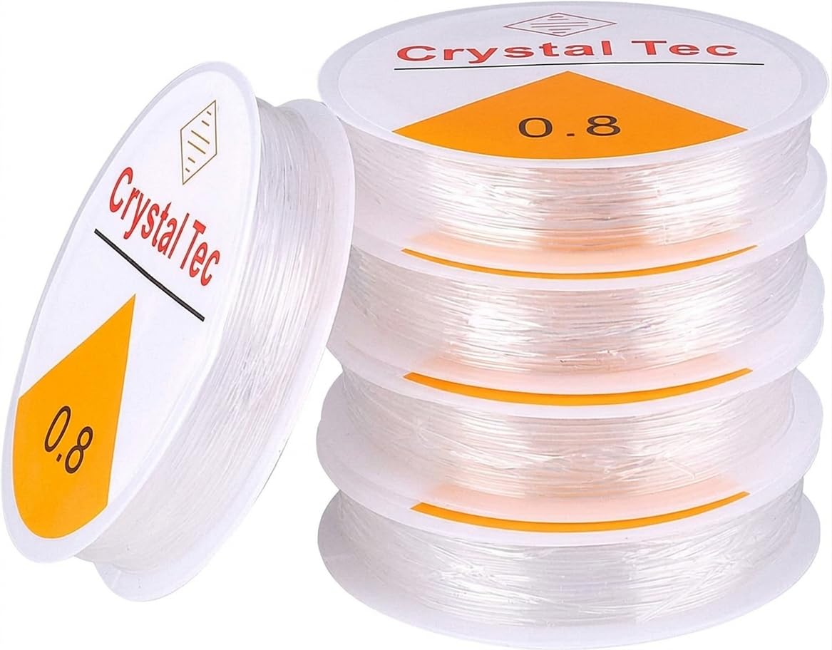 Jinita 0.8 mm Stretchy Elastic Cord Clear Round for Beading Necklaces Bracelet Spool Transparent [Pack of 5] (5 Meter Each Spool)-picture-17