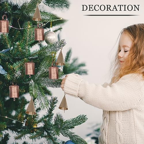 DIYANA IMPEX Vintage Indian Tin Bells Rustic Cow Bells Christmas Tree Decorations Pack of 20 (Gold), Gold Rustic - Image 2