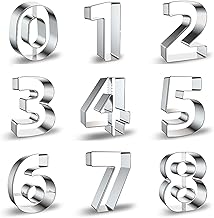 Number Cake Mould, 9 Pieces Cookie Cutters Letters Stainless Steel, Number Shaped Baking Tools for Making Biscuits, Cookies and Doughs at Home