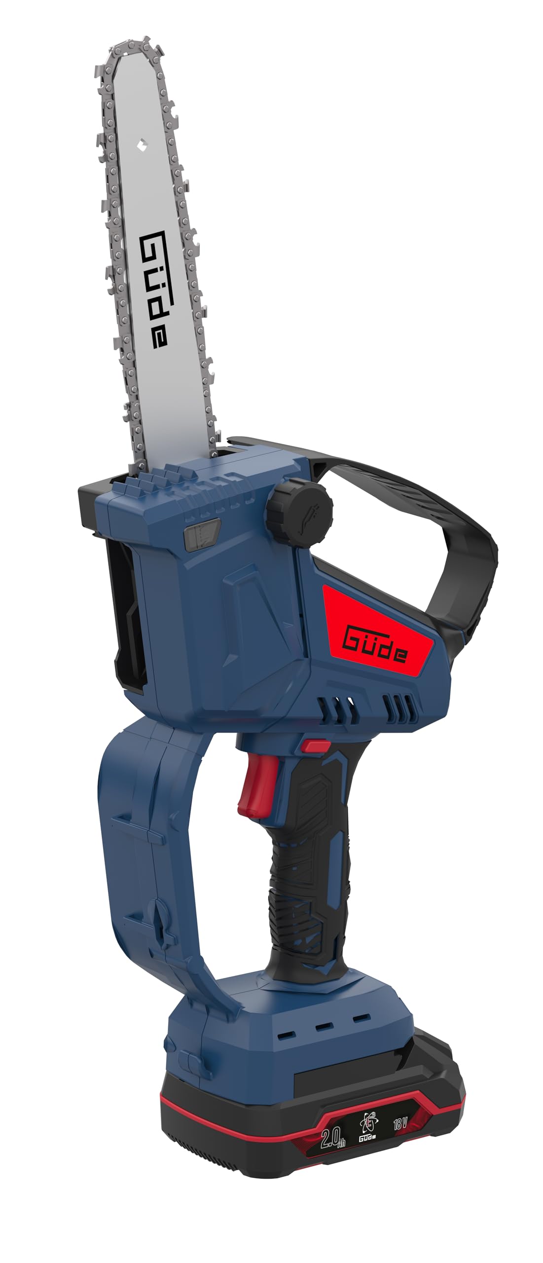 Güde Akumulatorowa mini piła łańcuchowa GMK 18-201-05 (18 V, bezszczotkowa, automatyczne smarowanie łańcucha, beznarzędziowy system szybkiego mocowania łańcucha, długość cięcia 130 mm, ochrona
