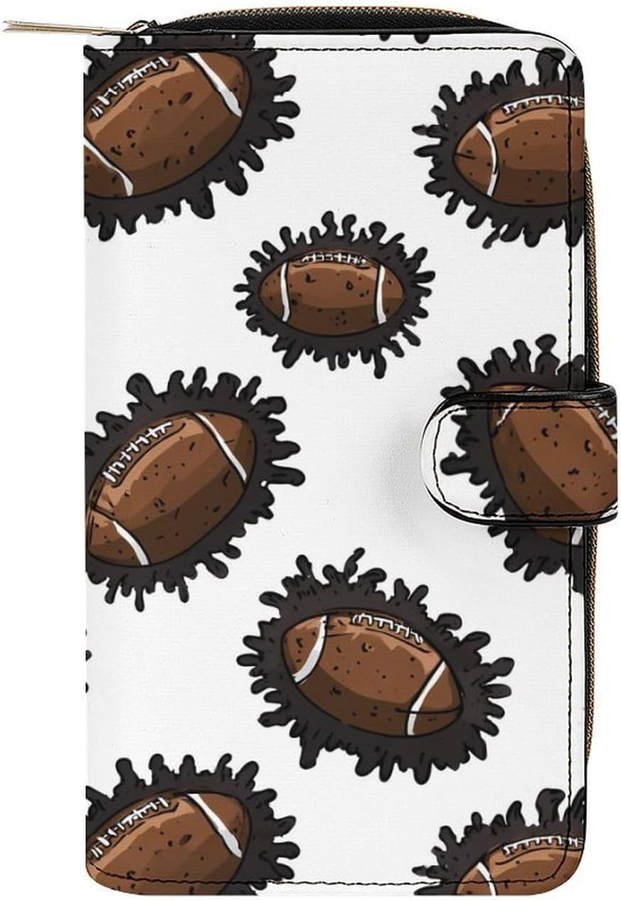 Footballs Bursting Women's Long Wallets Leather Purse Fold Clutch Credit Card Holder