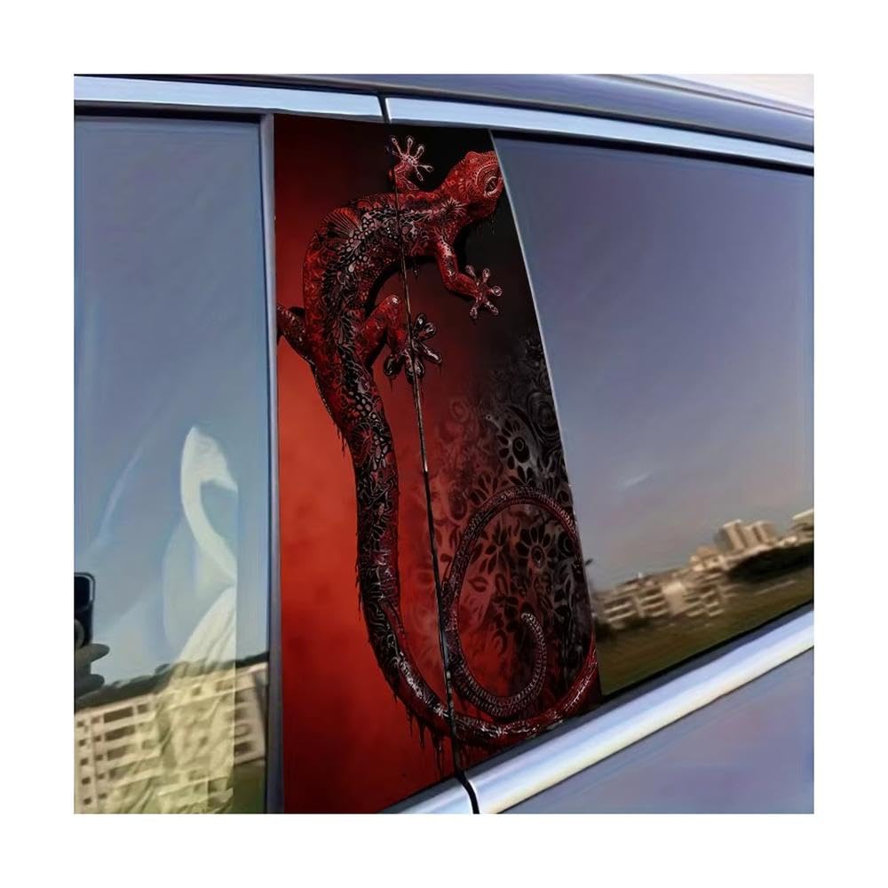 Dabhuoc One Color Car Parts 2Pcs Car Door Post Decals Patterned Gecko Glossy Protective Polyethylene Film