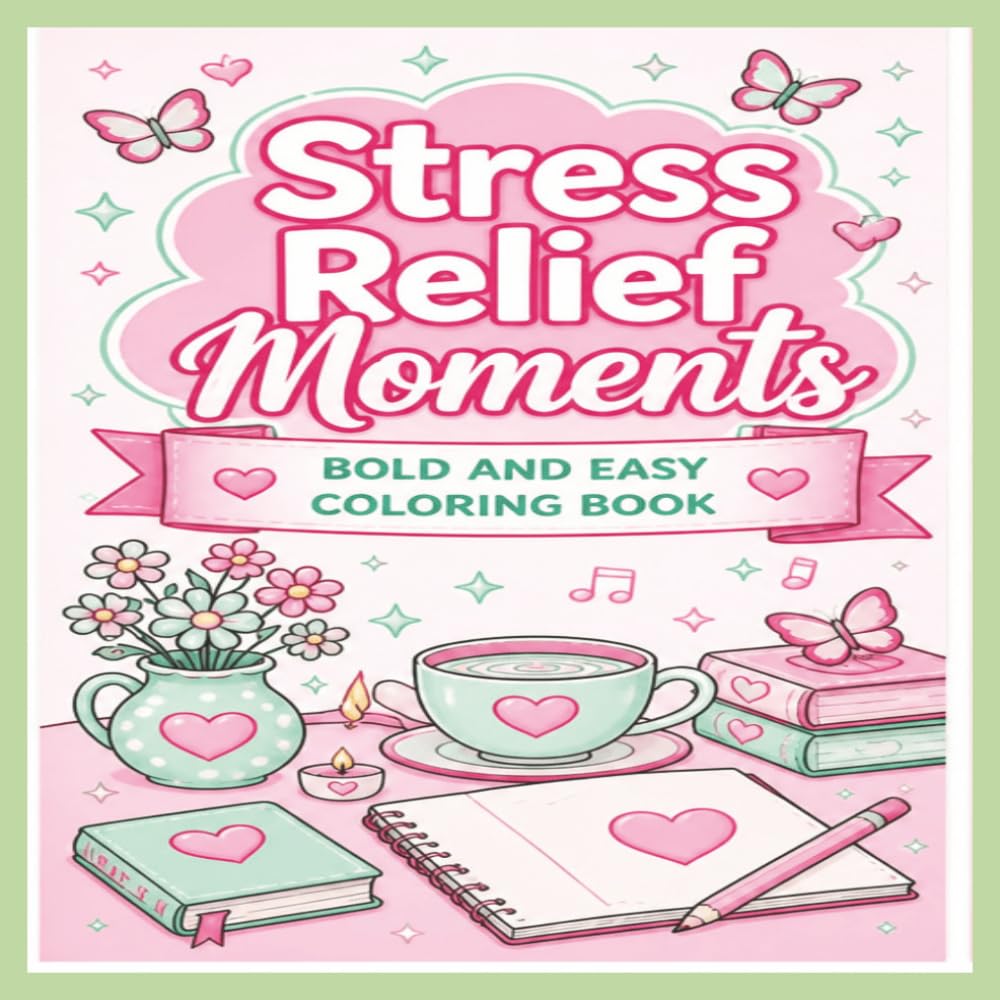 Stress Relief Moments: Bold and Easy Coloring Book for Relaxation