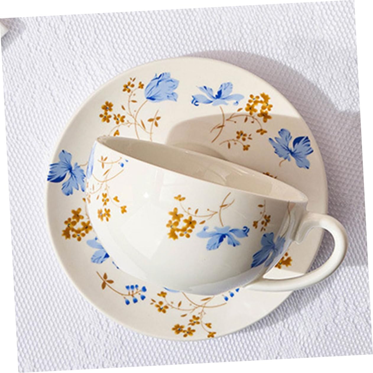 Cabilock Juego de Té de Cerámica con Tetera y Taza, 480ml y 350ml, para Hojas Sueltas o Infusión de Frutas en Viajes y Reuniones