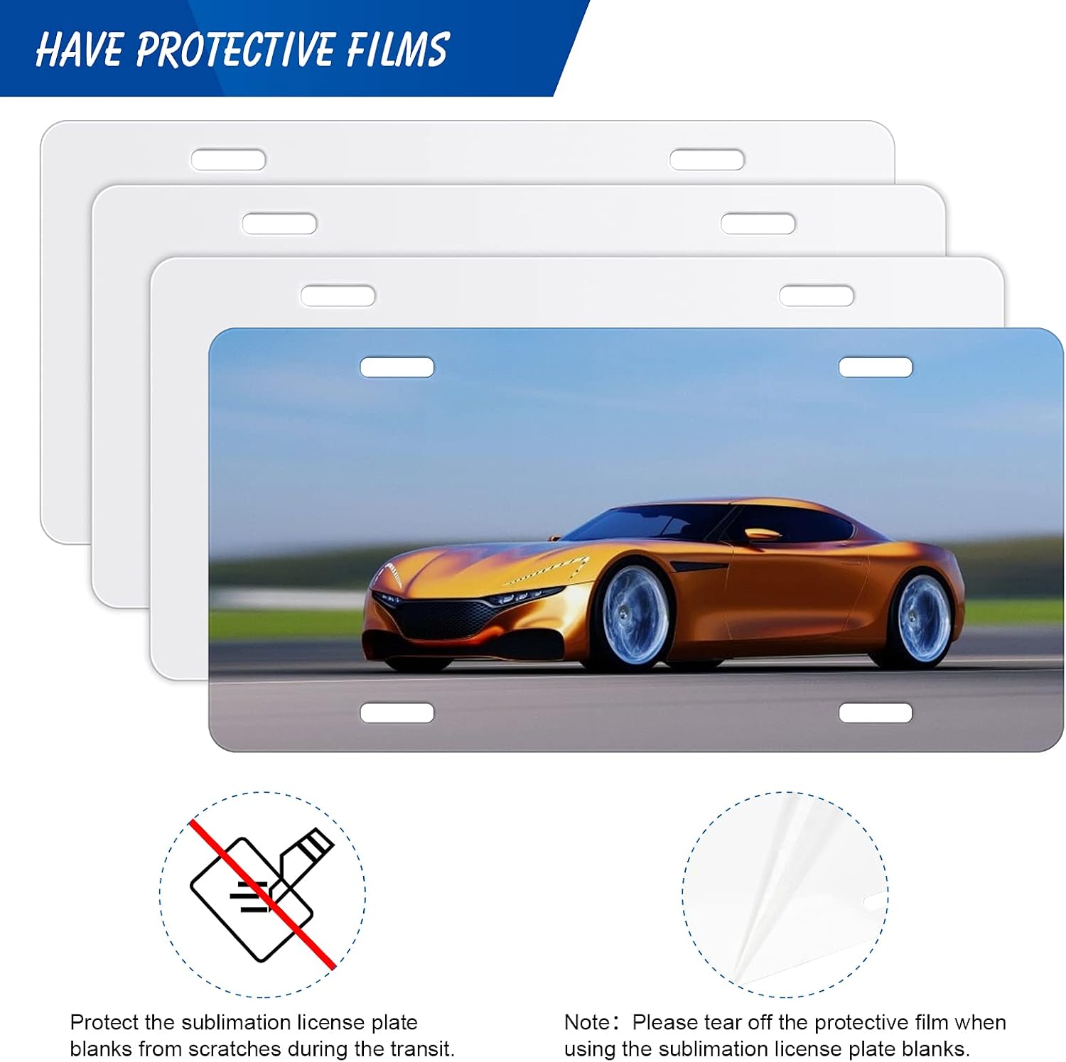 4Pcs Blank Windspeed Sublimation license plate Car Blank for Sublimation, Halloween Christmas car Decoration (White)