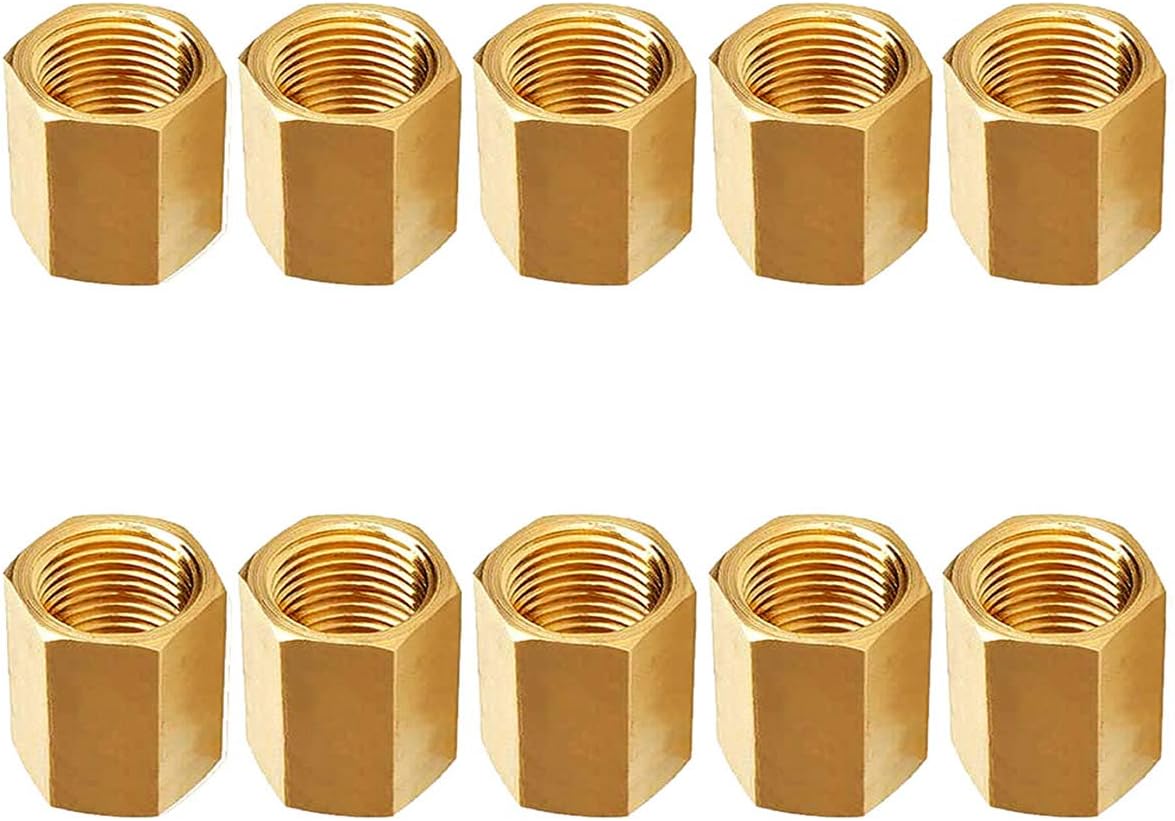 MuHize Brake Line Unions - Upgraded 10 Pieces Car Brake Fittings 7/16-24 Threads Nuts Assortment(2025 New), for 1/4” Camper Brake Line Tube Fittings