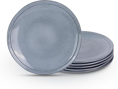 famiware Juego de platos llanos para 6, vajilla de cerámica resistente a los arañazos de 10.5 pulgadas, juego de vajilla redonda irregular del Egeo, disponible en Yaxa Costa Rica