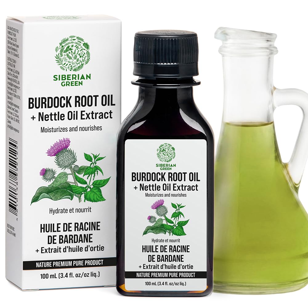 Siberian Green Burdock Oil with Nettle Oil Extract 100ml Natural Hair Loss Burdock Root Care Anti-Dandruff Scalp Stimulates Growth