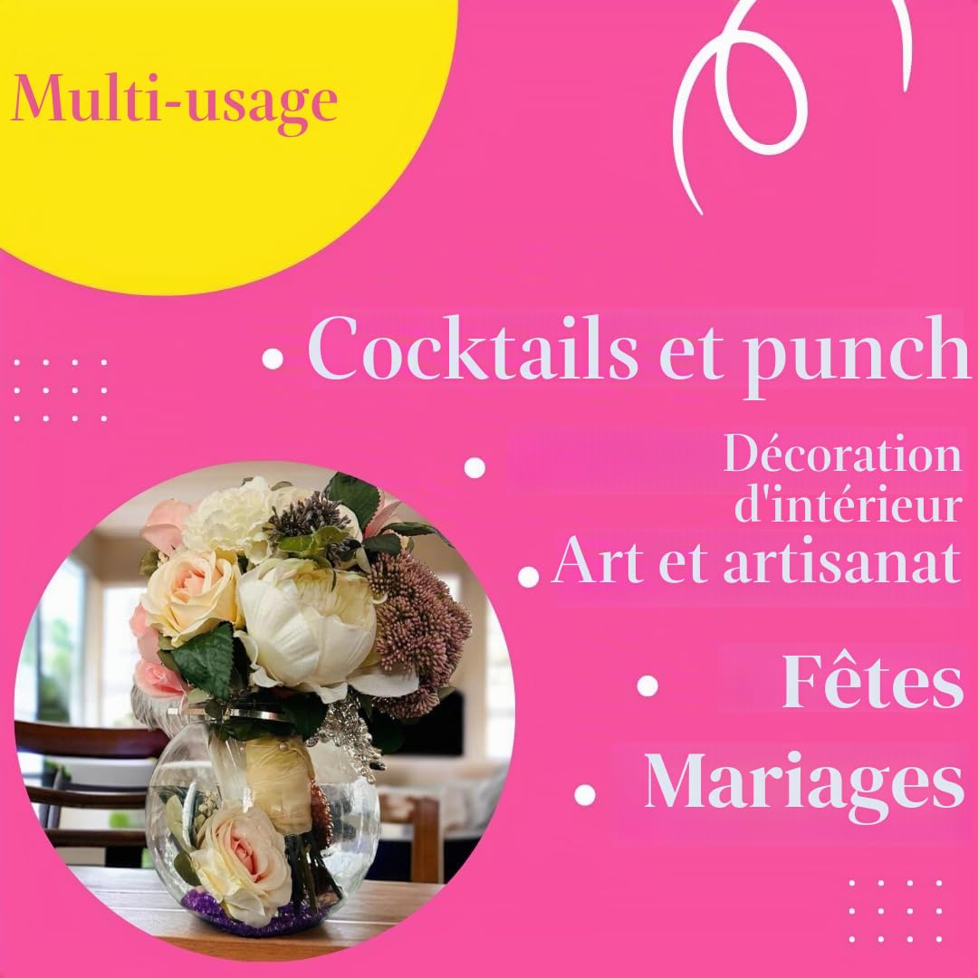 Bol à cocktail en plastique 3 l 185 mm de diamètre Pour fête, mariage, artisanat, maison, cadeau, fruit Punch Cocktail Vase
