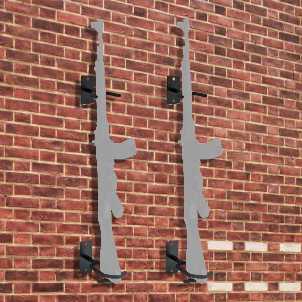 MiOYOOW Supporto per Pistola da Parete, 1 Set di Espositore Ganci per Fucili in Metallo, Altezza Regolabile, Porta Fucile per Interni, può Contenere Fino a 40 Libbre