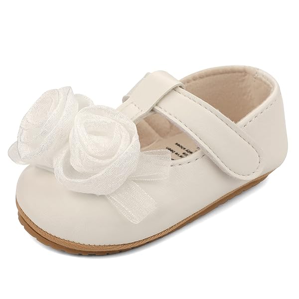 Baby Girls Bowknot Mary Jane Flats Soft Rubber Sole Toddler Walking Shoes Infant Princess Crib Wedding Dress Shoes
