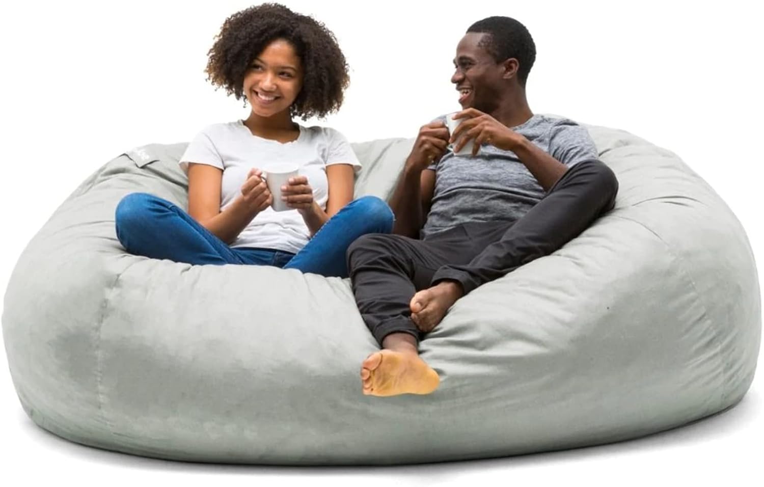 Big Joe Fuf XXL Foam Filled Bean Bag Chair with Removable Cover, Fog