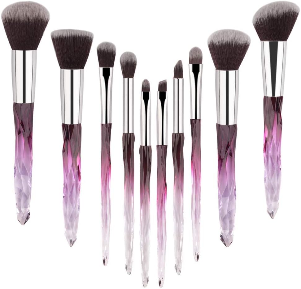 DaxstarMake Up Brush Set 10 Piece, Professional Makeup Brushes with Soft Bristles Hair Purple Cosmetic Brushes Collection Special Plastic Handle Eye Brushes