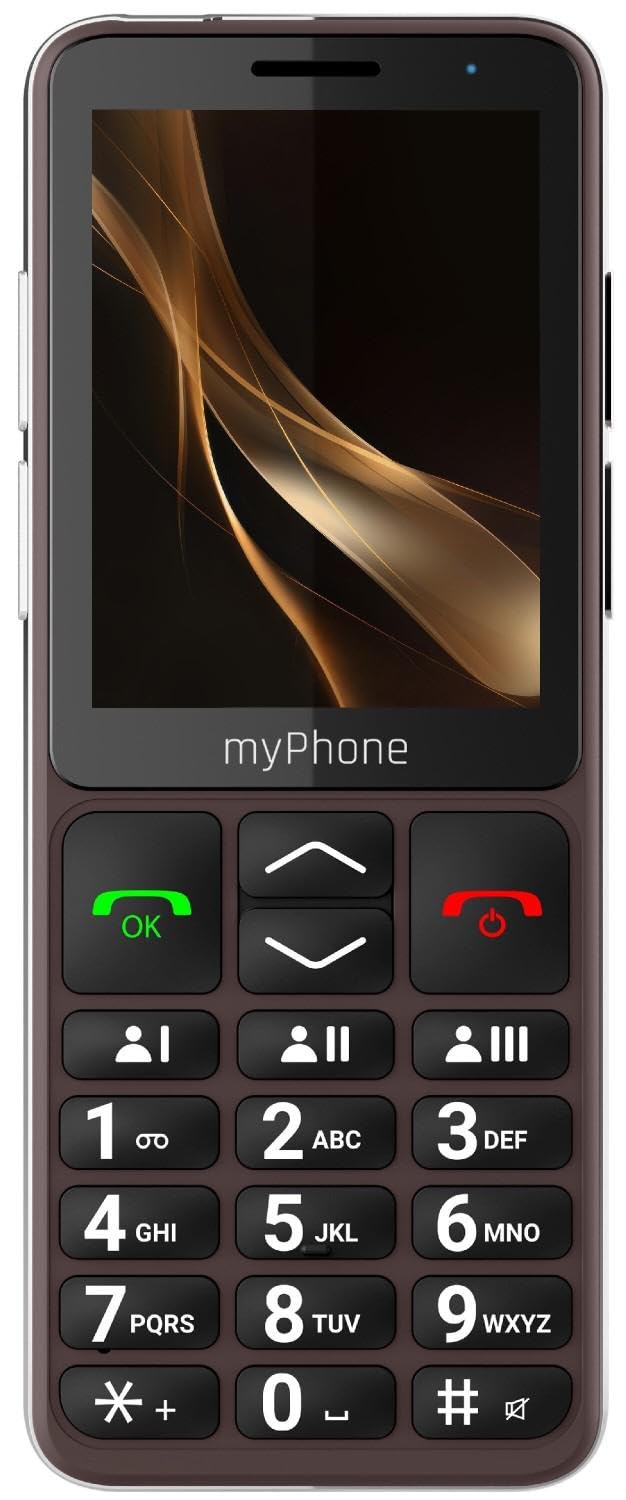 myPhone Bueno LTE telefon dla seniora ze stacją ładującą, 2,8 calowy wyświetlacz, przyciski szybkiego wybierania, przyciskiem SOS, 4G – Praline Collection