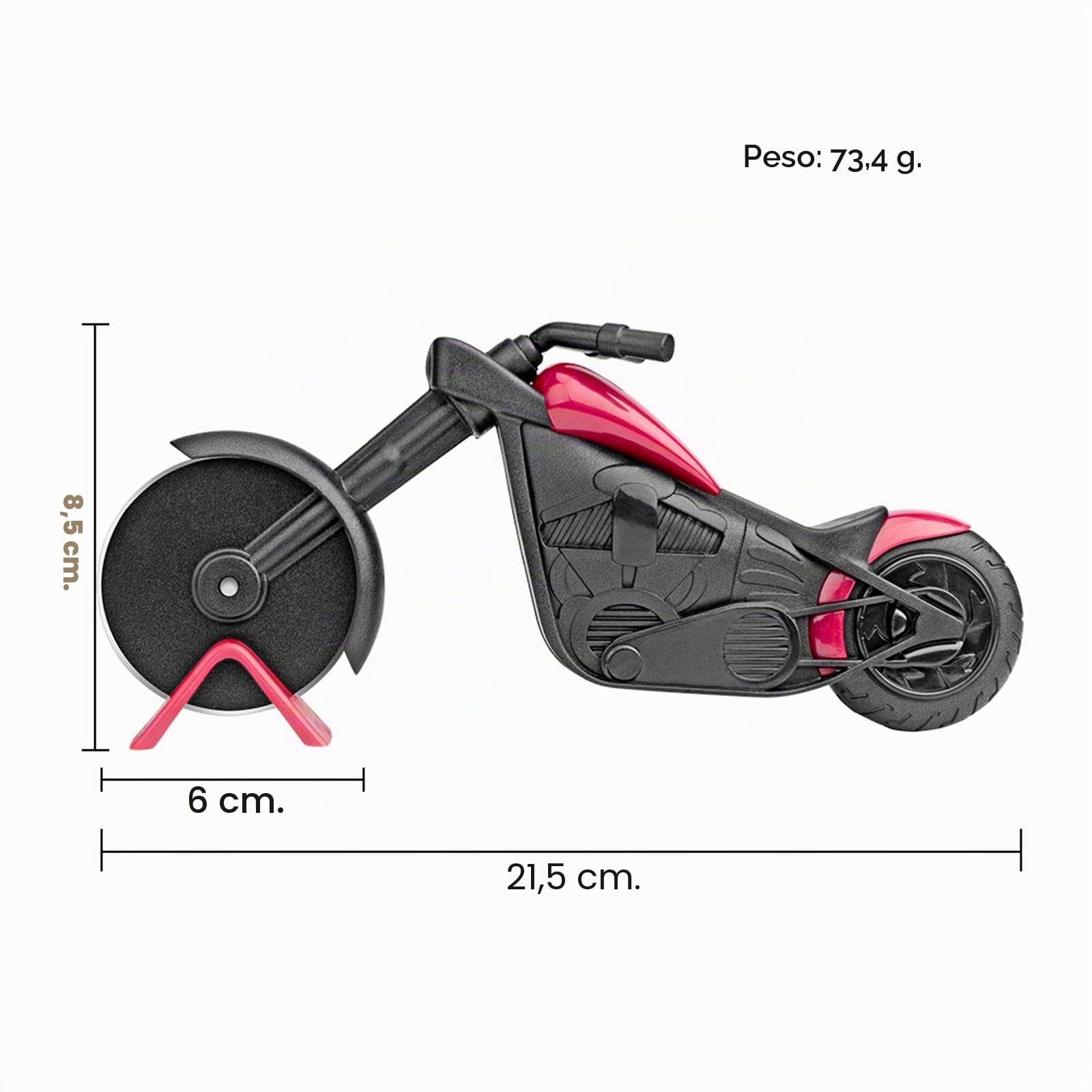 KUONIIY Cortador Pizza Motocicleta, Rueda de Pizza, Hermosa Decoración, Perfecto Para Regalos Creativos (21.5 * 8.5cm, Negro y Rojo)