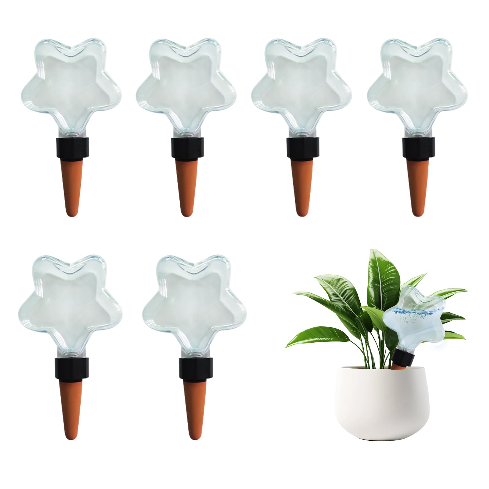 Ansberta Star-Shaped 7.04oz/200ml Plant Watering Globes - 6 Self Watering Globes for Outdoor ? Indoor Plants - Automatic,Slow,Self Watering Spikes Care of Plants Everyday
