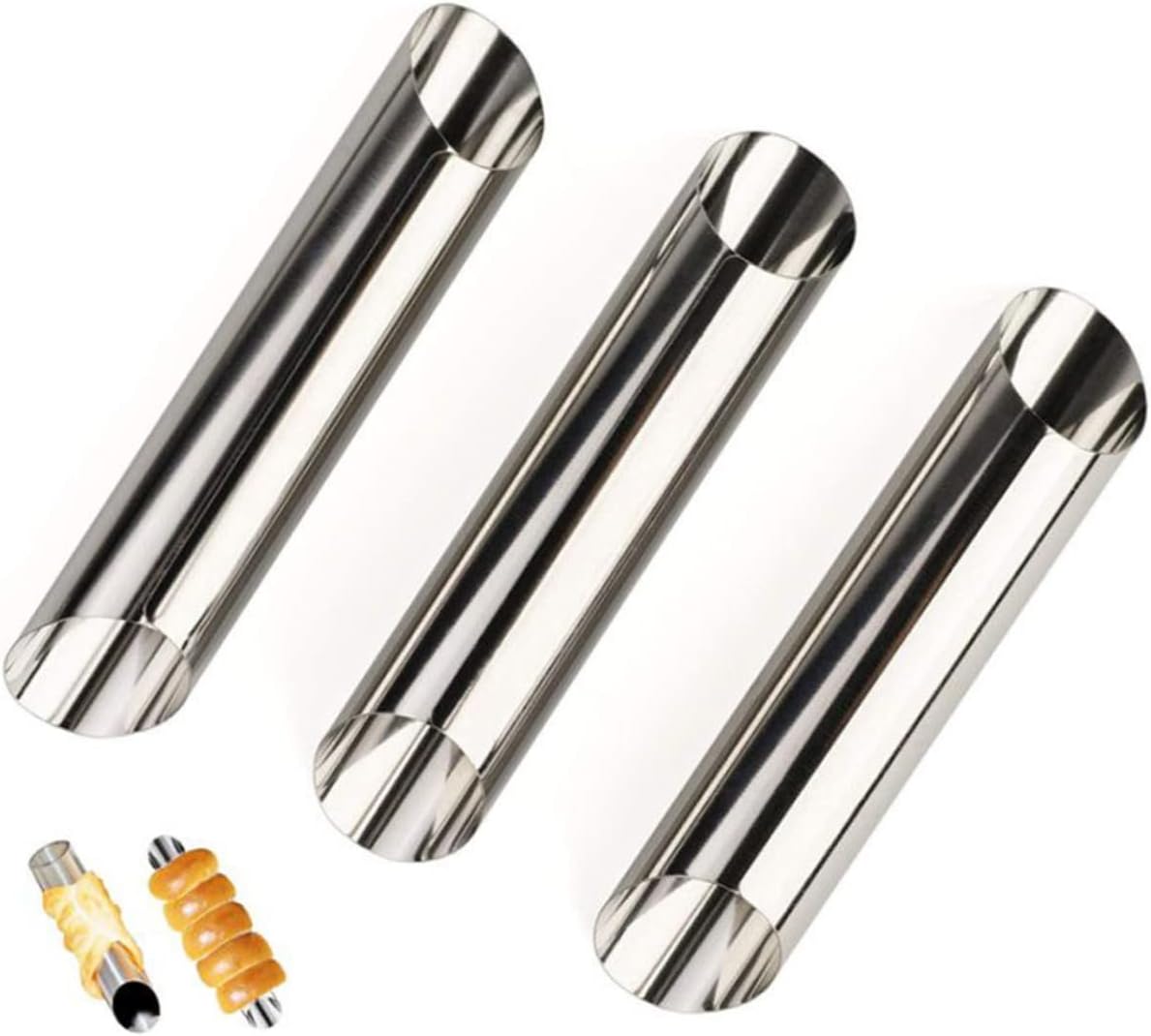 LABRIMP 10pcs Cannoli Tube Molds Stainless Steel Cylindrical Shaped Bread Baking Molds for Easy Pastry Making