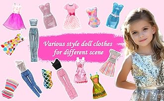 ENOCHT 51 PCS Doll Clothes and Accessories Including Fashion Dresses, Tops and Pants Outfits, Party Dresses, Swimsuits Bikini 38 PCS Shoes Hangers and Other Accessories for 11.5 inch Dolls