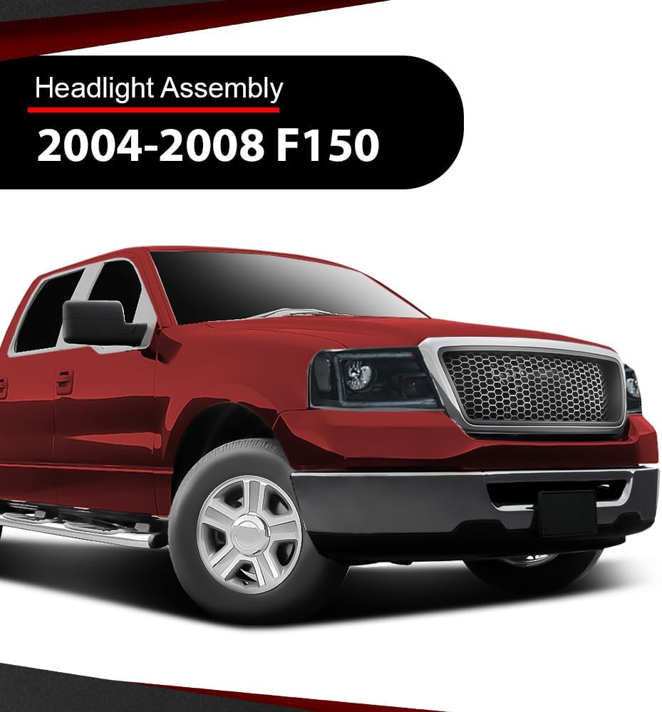 LED Headlights Pair Compatible with Ford F150 2004-2008 Fit Lincoln Mark LT 2006-2008 FO2503247, FO2502247 Smoky Lens Black Housing Clear Reflector Headlamp Assembly Faros Conjunto De Faros