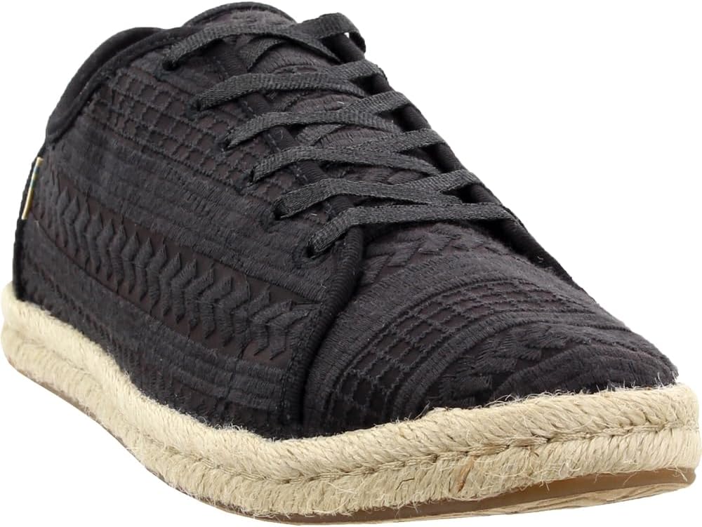 TOMS Womens Lena Embroidery Lace Up Sneakers Shoes Casual - Black 5 Black