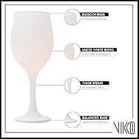 Vista 2 de Vikko Copas de vino blanco, copa de vino de 14 onzas, juego de 6 copas de vino con tallo blanco mate para vino tinto y blanco, copas de vino gruesas