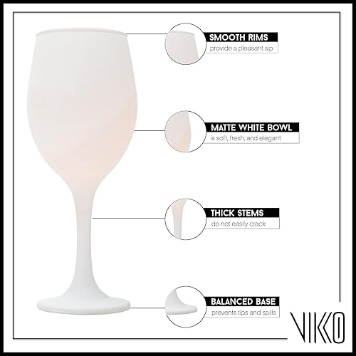 Miniatura 2 de Vikko Copas de vino blanco, copa de vino de 14 onzas, juego de 6 copas de vino con tallo blanco mate para vino tinto y blanco, copas de vino gruesas