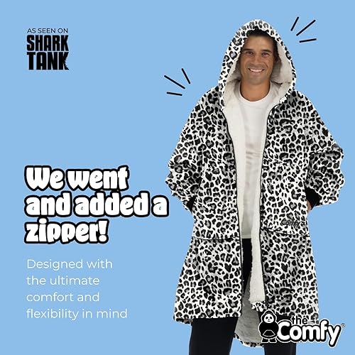 Miniatura 128 de THE COMFY Original - Manta de forro polar de microfibra con forro sherpa, diseño de gran tamaño con capucha y bolsillo de Shark Tank Aqua