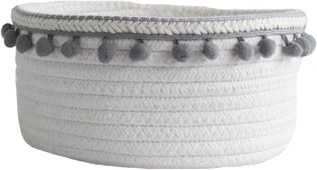 NYMFEA yaoqijie Woven Basket Fashion Handmade Long Service Life Multifunctional Woven Stationery Storage Basket Dorm Supplies Lasting (Color : Gray)