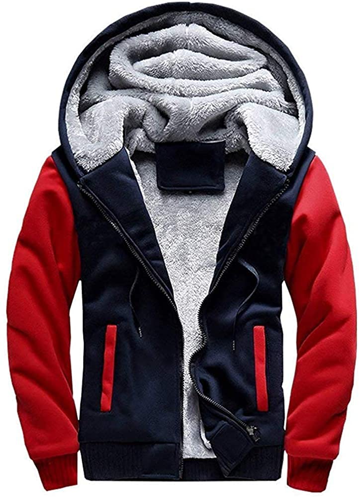 LEZUAN Felpa con Cappuccio Uomo Inverno Caldo Hoodie con Cerniera Integrale Felpe Uomo Manica Lunga Pullover Giacca di Spessore Cappotto in Pile Foderato