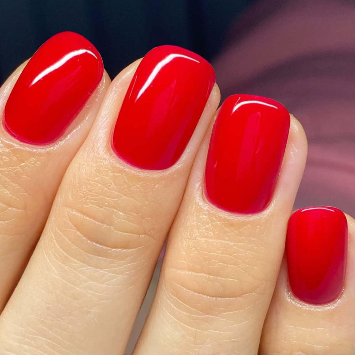 Red Press on Nails Short Fake Nails Square False Nails Press ons with Solid Color Designs Reusable Acrylic Nails Glossy Full Cover Stick on Nails for Women Manicure 24 Pcs