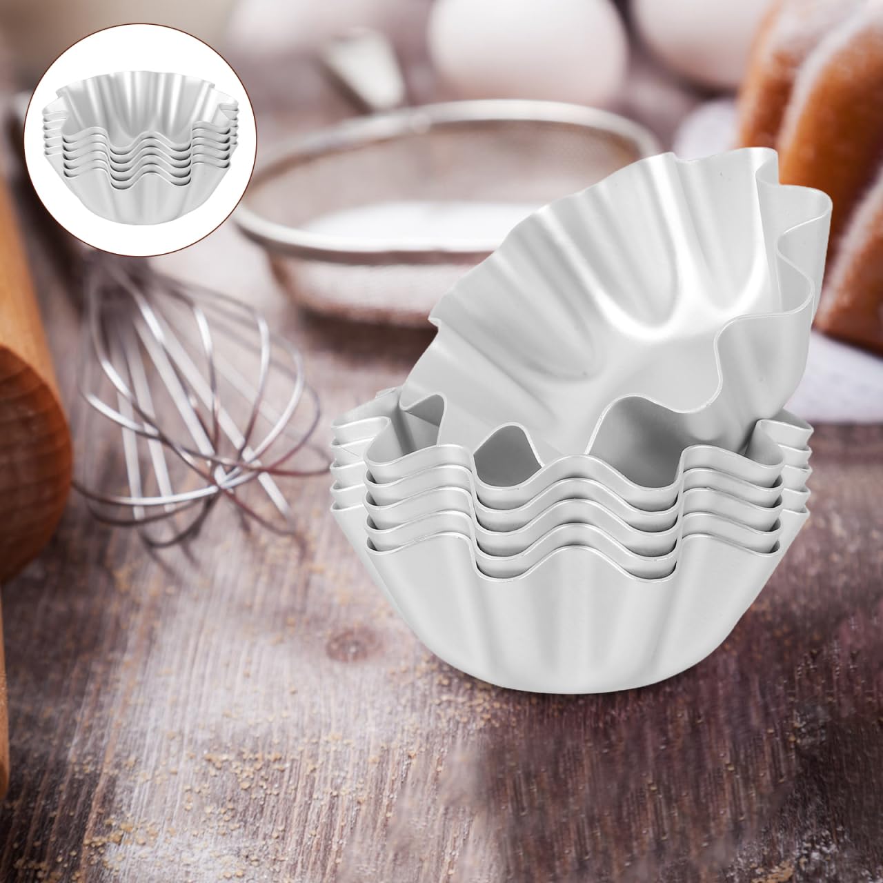 Luxshiny 12 moldes para tartaletas de huevo, herramientas para hornear tartaletas, moldes de gelatina de metal, moldes para tartas, moldes antiadherentes, moldes para pudín, utensilios de cocina,