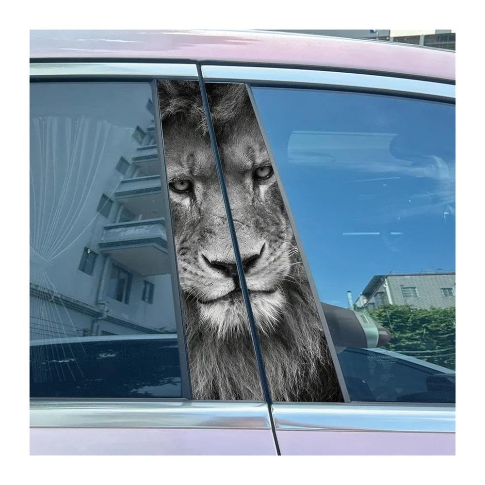 Body Parts 2pcs Car B-Pillar Decals Animal Lion Cartoon Auto Center Pillar Waterproof Sticker(G)