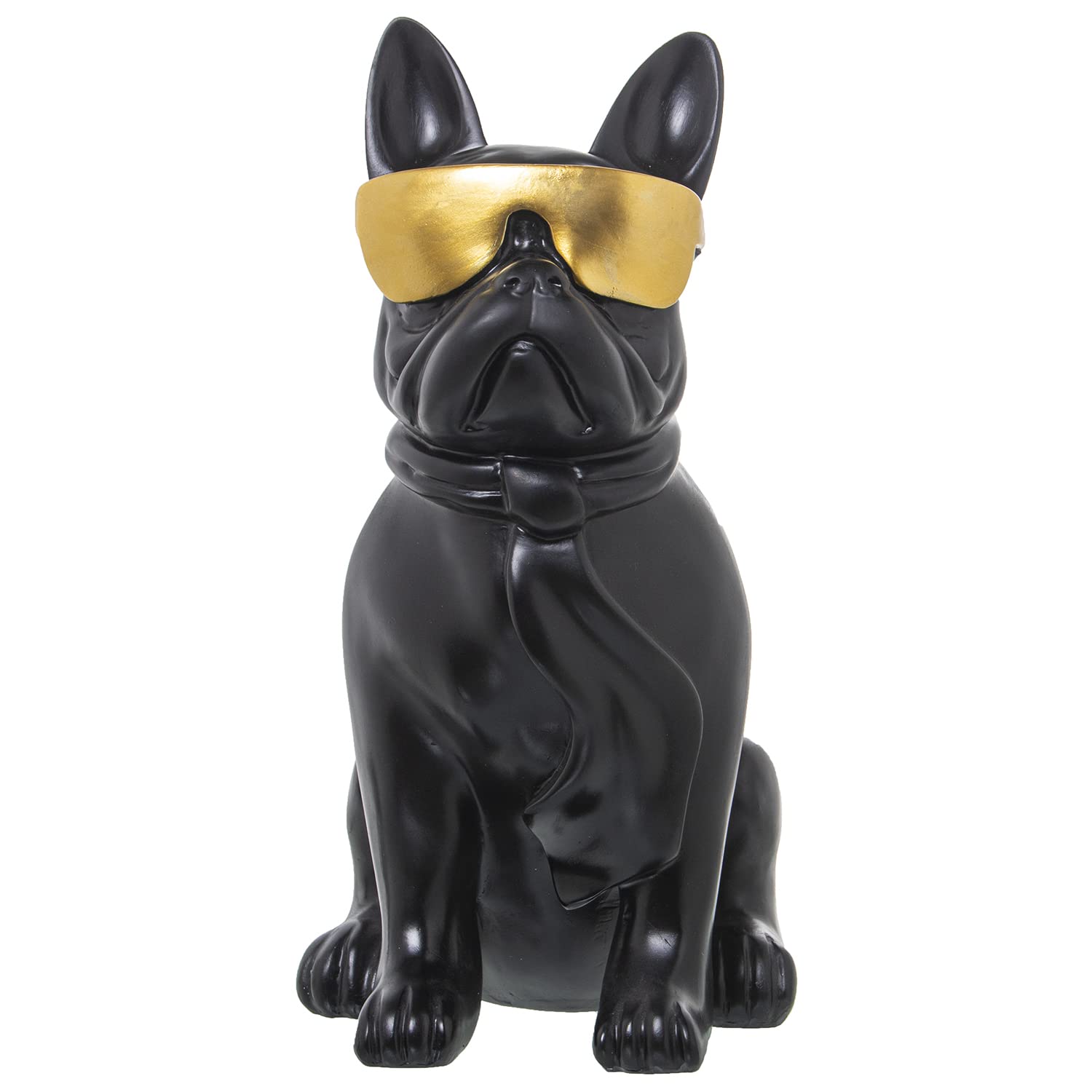 Bouledogue résine à lunettes déco salon moderne pour entrée chic