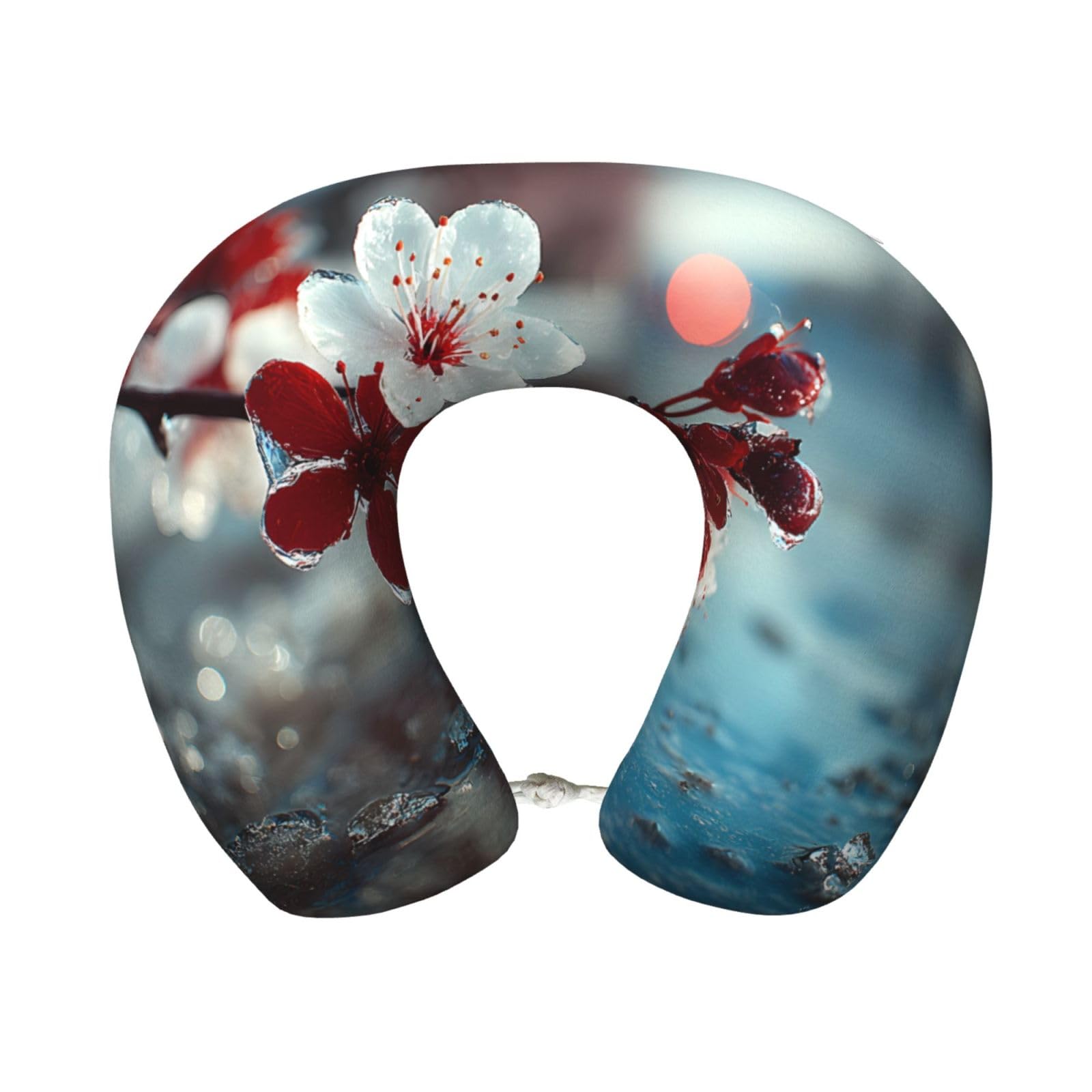 BOAIHH Plum blossoms On The Ice Memory Foam Travel Pillow for Soft Comfort Fits Snugly for Naps Office, and Airplane Use