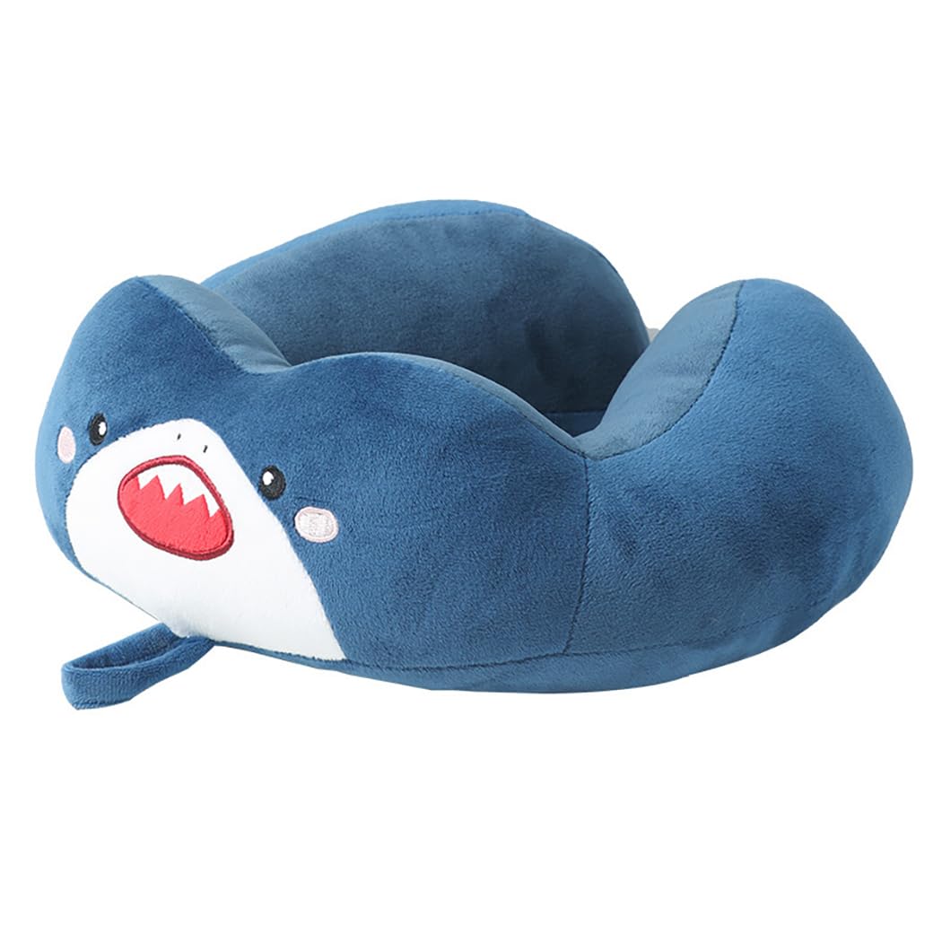 Maibar Travel Pillow for Kid Cartoon Animal Neck Pillow for Airplanes Traveling Pillow for Car (Blue Shark)