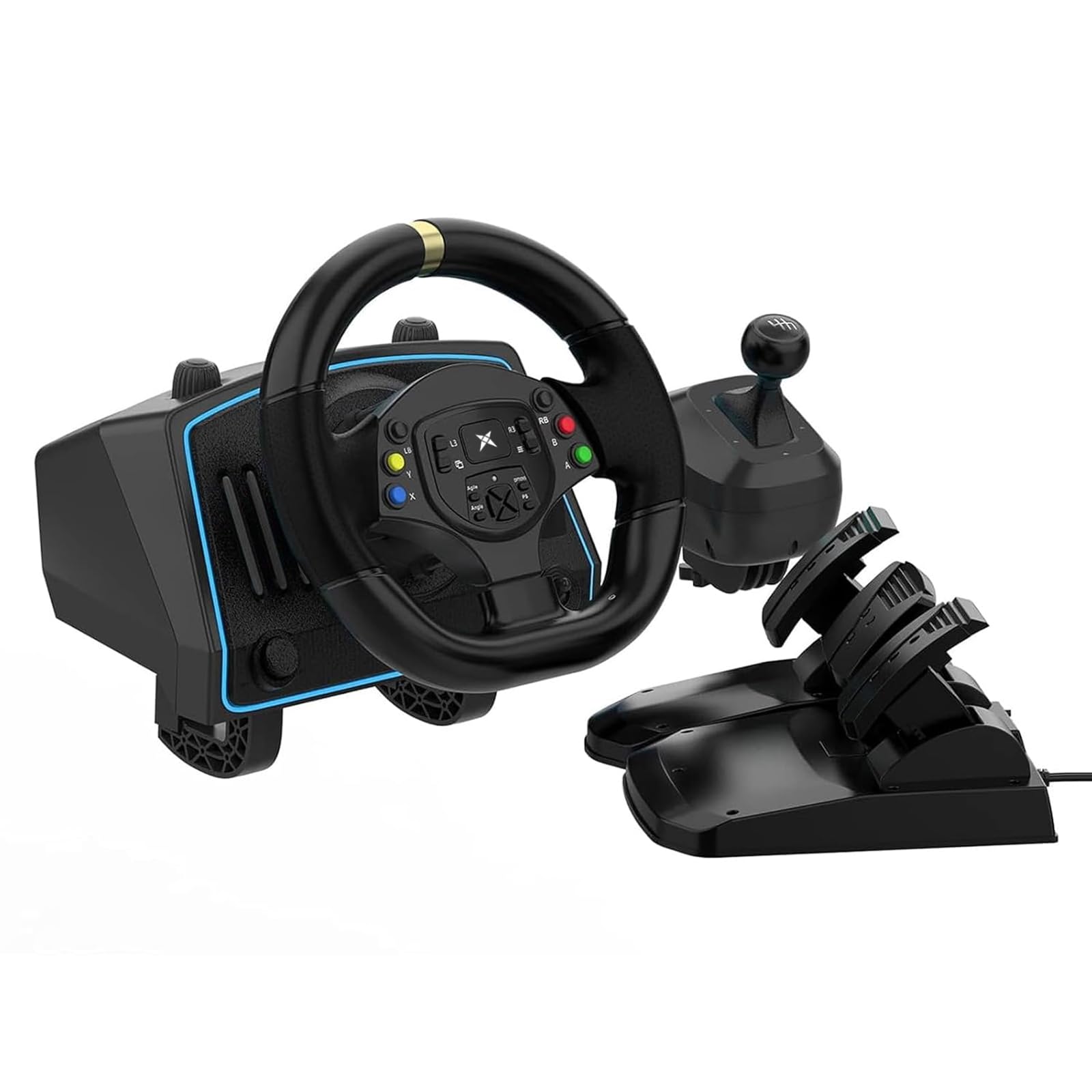 doyo gaming steering wheel with pedals and shifter, 1080° degree universal usb sim racing wheel, vibration feedback, paddle shifters driving pc steering wheel for ps4, xbox one, xbox series x/s, ps3, switch